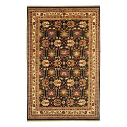 Lahore Antique Kazak Black-Ivory Area Rug - Area Rugs