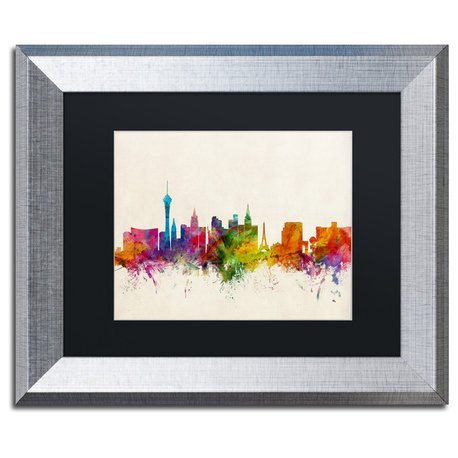 Tompsett 'Las Vegas Nevada Skyline II' Art, Silver Frame, 11"x14", Black Matte