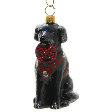 Joy To The World Black Lab In Vest Ornament Fetching Ring Dog Zkp4609blf