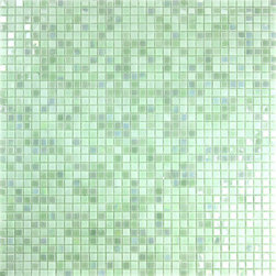 GBM Manufacturing - Galaxy 12"x12" Glass Square Mosaic Tile, Iridescent Green, Single Sheet - Mosaic Tile