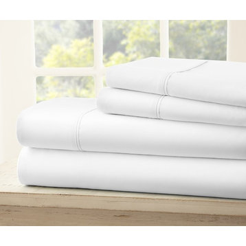 Becky Cameron Premium Ultra Soft Luxury 4-Piece Bed Sheet Set, Twin, White