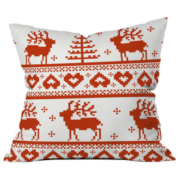 Deny Designs Natt Knitting Red Deer Throw Pillow, 20"x20"