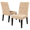 GDF Studio Dacey Fabric Dining Chairs, Light Brown, Set of 2
