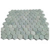 12"x12" Ming Green Hexagon Polished Onyx Mosaic, Set of 50