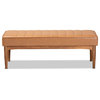 Daymond Modern Tan Faux Leather Walnut Brown Finished Wood Dining Bench