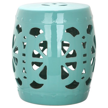 Safavieh Stencil Blossom Garden Stool, Aqua