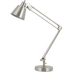 Calighting - 60W Udbina Desk Lamp with Adjusted Arms, Brushed Steel Finish, Brushed Steel - 27 Height Metal Desk Lamp in Brushed Steel