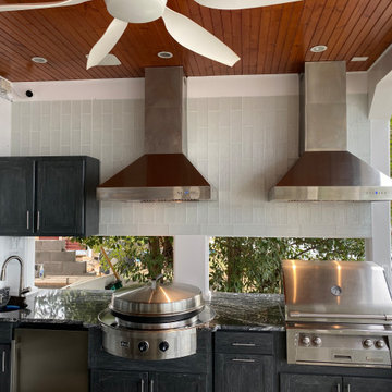Outdoor Kitchens featuring a ZLINE Stainless Steel and Copper Outdoor Range Hood