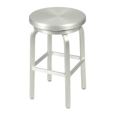 Euro Style - Euro Style Miller Swivel Counter Stool in Matte Aluminum - Bar Stools and Counter Stools