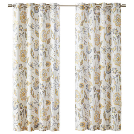 SunSmart Camille Botanical Room Darkening Window Curtain, 50"w X 95"l