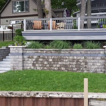 Unilock Ledgestone Step Staircases w/ Oaks Ortana Retaining Walls & Pillars