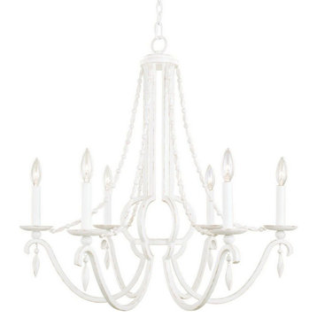 Kalco 507270 Acadia 6 Light 28"W Taper Candle Chandelier - Distressed White