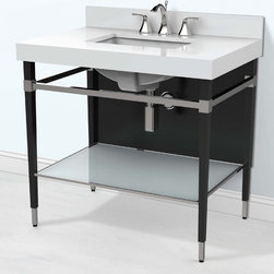 Art Deco 36 inch Modern Bathroom Vanity with Quartz Top - Bathroom Vanities And Sink Consoles