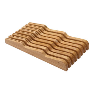 In Drawer Bamboo Kitchen Knife Storage Block Large Traditional