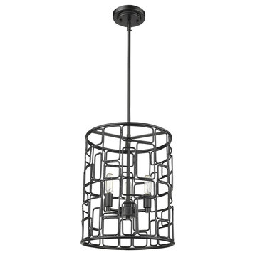 Amoret 3-Light Matte Black Convertible Pendant