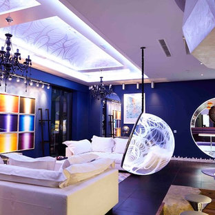 This is an example of a modern basement in Orange County.