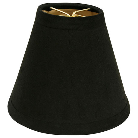 6" Black Hardback Empire Chandelier Shade With Gold Lining, Single