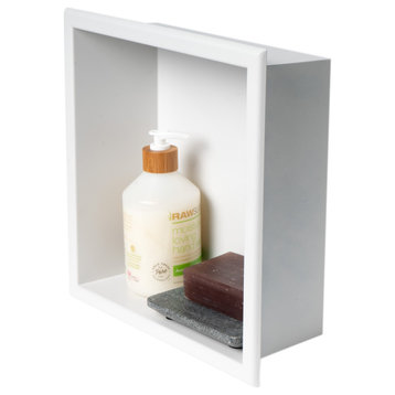 ALFI brand 12"x12" Matte Stainless Steel Square Single Shelf Bath Shower Niche