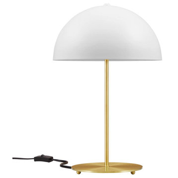 Table Lamp, White Gold, Metal, Modern, Mid Century Cafe Bistro Hospitality