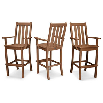 Polywood Vineyard Bar Arm Chair 3-Pack, Teak