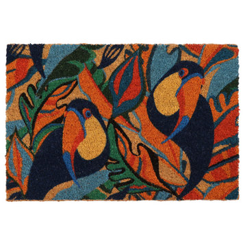 Sheltered Coconut Door Mat Printed, 24x16, Natural, Toucans