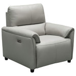 Abbyson - Lily Leather Power Recliner With Power Headrest, Gray - Bring your design dreams to life with the contemporary Lily Leather Power Recliner with Power Headrests. This collection features beautiful top grain leather upholstery, 2.2 foam density cushioning, and a USB port on each reclining panel for premium comfort. Complete your set with the Lily Sofa and Loveseat.