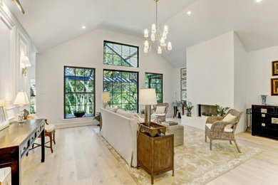 Transitional family room photo in Austin