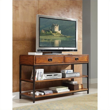 Catania Modern / Contemporary Wood Media Console in Brown Finish