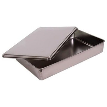 Stainless Steel Covered Cake Pan, Silver Small