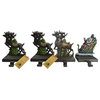 Cast Iron Santa Clause, 3 Reindeer Stocking Holders, 4-Piece Set