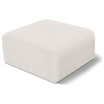 Meridian Furniture - Arc Upholstered Modular Component, Cream, 1-Piece: Ottoman, Boucle Fabric - Give your living room or den the perfect blend of style and versatility with this Arc boucle fabric ottoman. Part of the Arc modular furniture collection, this ottoman comes upholstered in rich cream boucle fabric that adds a touch of luxury while enhancing comfort and support. A seamless combination of form and function, this ottoman can be used with other Arc pieces to create a myriad of configurations in your well-curated room.