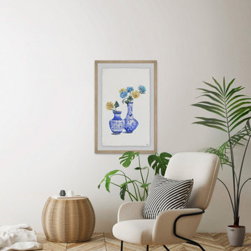 "Two Vases with Flowers" Framed Painting Print