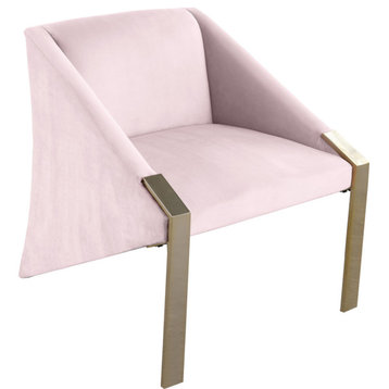Rivet Velvet Upholstered Accent Chair, Pink