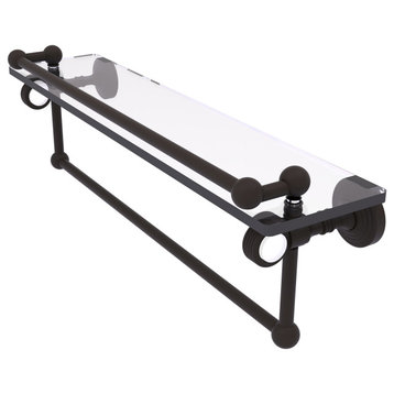 Pacific Grove 22" Groovy Glass Shelf with Towel Bar, Oil Rubbed Bronze