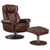 Serta Recliner and Ottoman in Brown Top Grain Leather