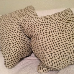 Pearl & Grey Greek Key Pillows - Decorative Pillows