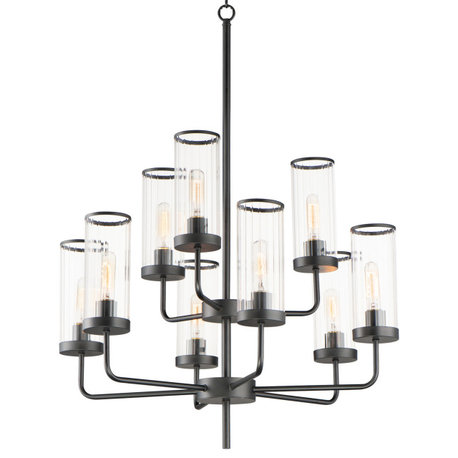 Maxim 11479CR Crosby 9 Light 32"W Pillar Candle Chandelier - Black