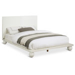 Meridian Furniture - Kent Solid Ash Wood Bed, Cream, King - Revamp your bedroom with the sleek design of the Kent Cream King Bed. This bed is meticulously crafted from solid ash wood that ensures durability and longevity. The rich cream hue finish lends a warm and inviting feel to your space. The bed boasts a clean and uncluttered design that exudes a minimalist vibe, adding to the overall elegance. The ball-shaped legs of the bed are a striking feature that adds a touch of luxury and refinement to the design. This bed is truly a timeless piece of furniture that will not only enhance the aesthetics of your room but also provide a comfortable and restful sleeping experience.