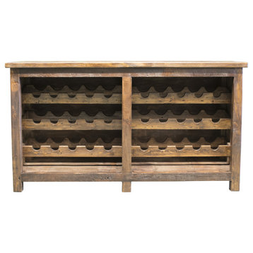 Harley Reclaimed Wine Rack, Antique Brown, 72"x20"x36"