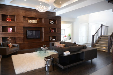 Family room - contemporary family room idea in Edmonton
