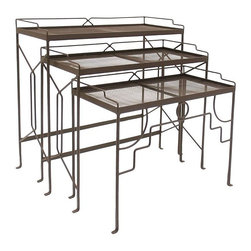 Achla Designs Rectangular Wrought Iron Nesting Tables, Set of 3 - Side Tables And End Tables