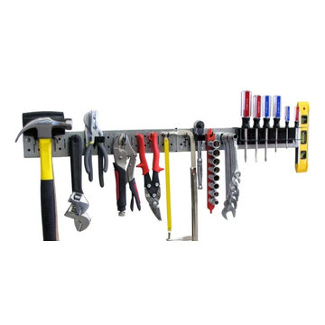 Wall Control metal peg board strips make great tool board rails that are highly