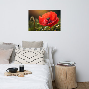 Flower Prints Unframed: Crimson Tears Photorealism - Digital Artwork Loose Art