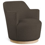 Meridian Furniture - Clarita Swivel Accent Chair, Brown, Boucle Fabric - Enhance the comfort and style of your room with the Clarita Boucle Fabric Swivel Accent Chair. This chair features soft brown boucle fabric and is designed as a swivel chair with a natural wood finish base. It's perfect for curling up with your favorite book or settling in to watch your favorite show.