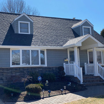 Plainview Siding - Sterling Gray & Ledgestone | Alpha Windows & Siding