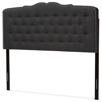 Lucy Modern and Contemporary Dark Gray Fabric King Size Headboard