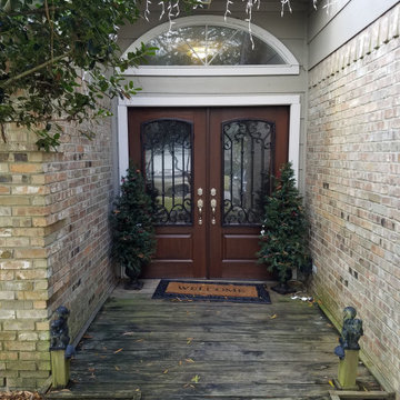 Wood Doors with Wrought Iron