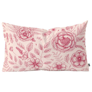 Pimlada Phuapradit Flower Drawing Pink Oblong Throw Pillow