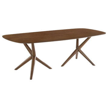 Saverio Dining Table With Walnut Veneer Top and Solid Legs 71