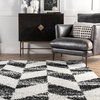 nuLOOM Gracen Contemporary Shage Striped Vintage Area Rug, Black and White, 9' X
